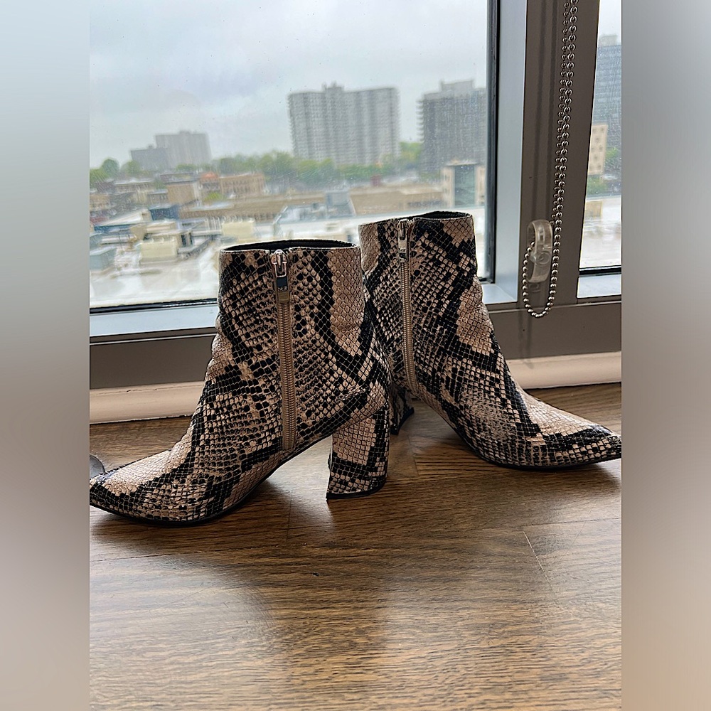 Marc Fisher Python Block Heel Booties - Picture 3 of 16